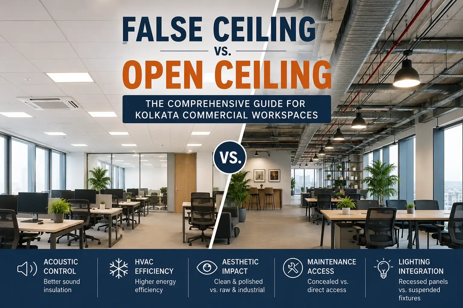False Ceiling vs. Open Ceiling: The Comprehensive Guide for Kolkata Commercial Workspaces