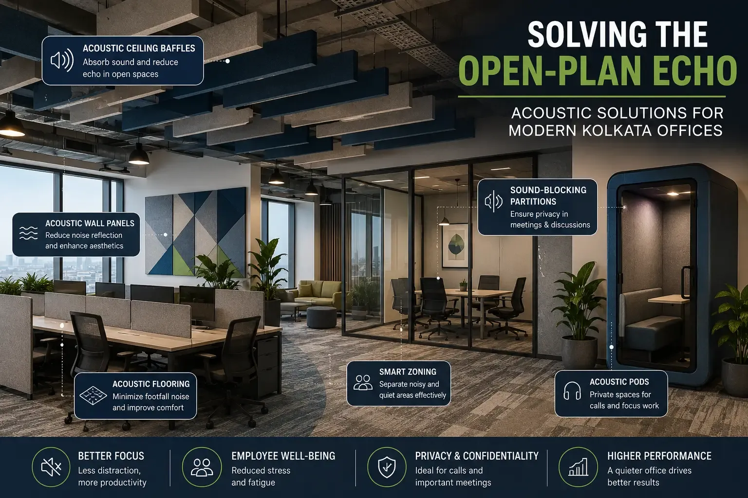 Solving the Open-Plan Echo: Acoustic Solutions for Modern Kolkata Offices